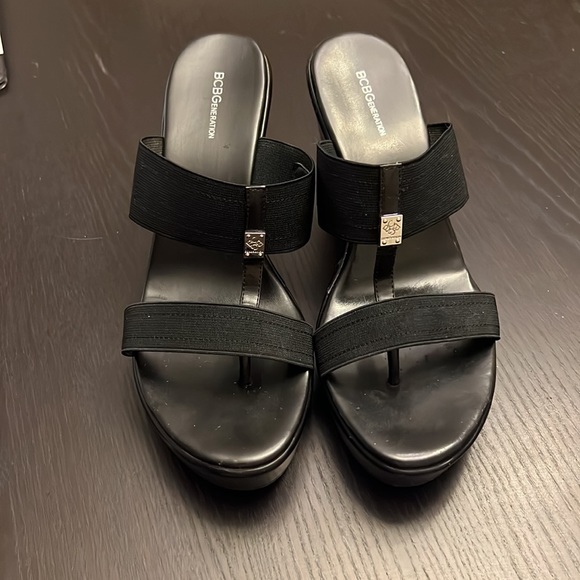 Black Wedge Sandals - Picture 2 of 2